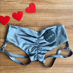 NWT Luna garter low waist satin short ruched S